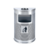 Thùng rác inox bán nguyệt có gạt tàn thuốc lá